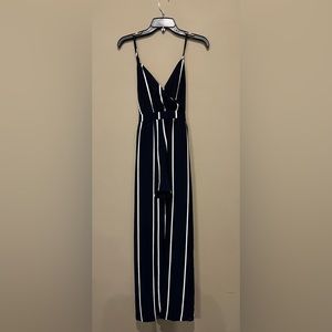 Juniors Navy and White Striped Romper with Long Skirt Size 11